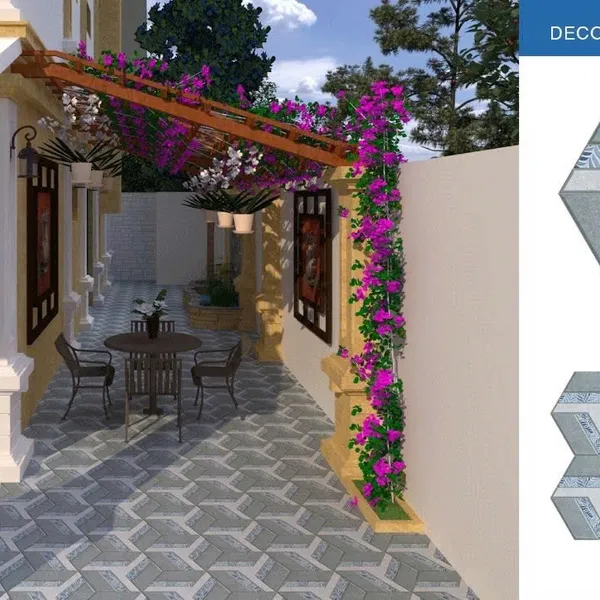 Gạch Lục Giác 50x25x6 Ốp Lát Sân Vườn màu xám NK4502