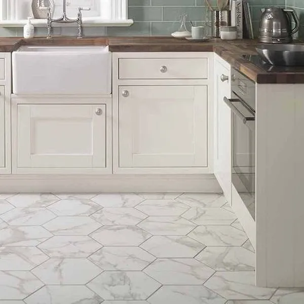 Gạch Lục Giác Trang Trí 20x23 màu trắng vân khói