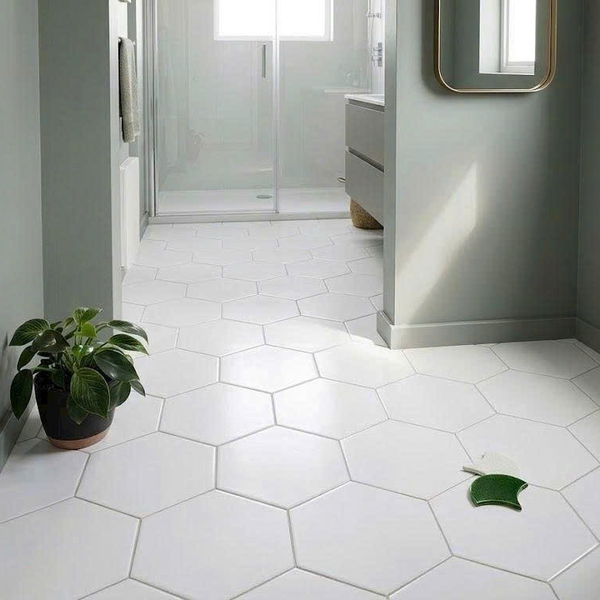 Gạch Lục Giác 20x23 Ốp Lát Trang Trí trắng trơn FL201