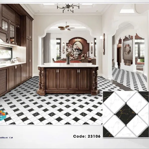 Gạch Men Mờ 30x30 Ốp Lát đen trắng vân khói 23106