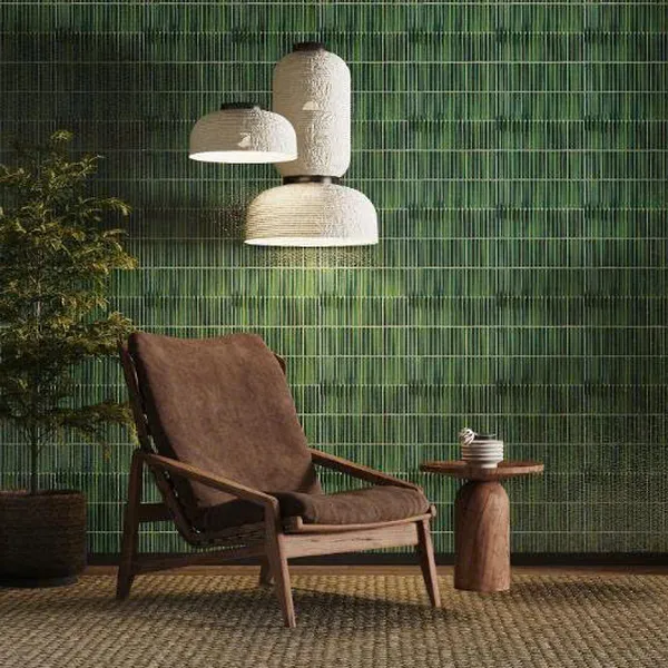 Gạch Mosaic Que Đũa 284x296 Ốp Dán Trang Trí vát cạnh màu xanh lá