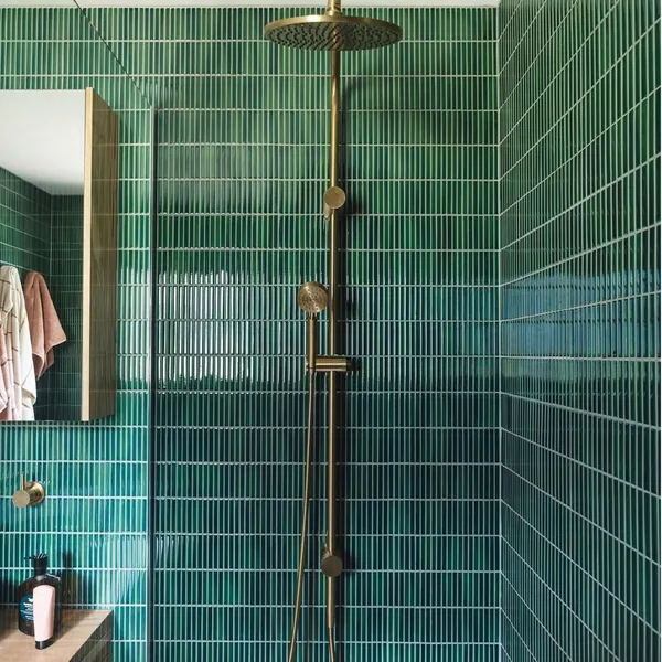 Gạch Mosaic Que Đũa 284x296 Ốp Dán Trang Trí vát cạnh màu xanh lá