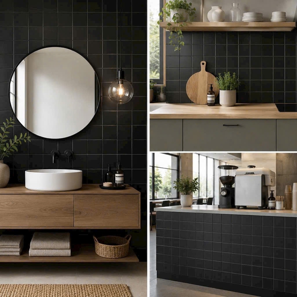 Gạch Mosaic 30x30 Ốp Dán Trang Trí đen trơn MHT11