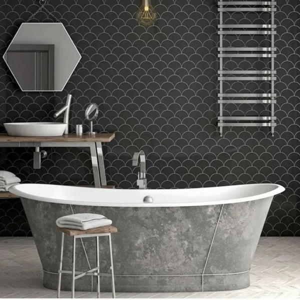 Gạch Mosaic Thuỷ Tinh Vỉ 30x30 vảy cá màu đen men rạn