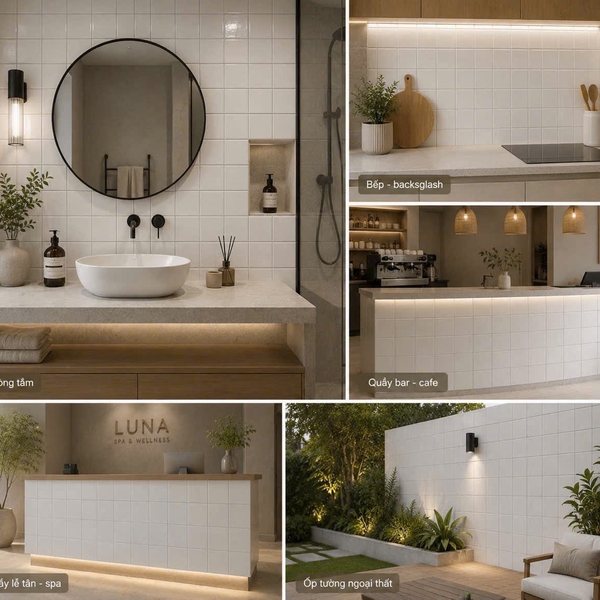 Gạch Mosaic 30x30 Ốp Dán Trang Trí trắng trơn MHT99
