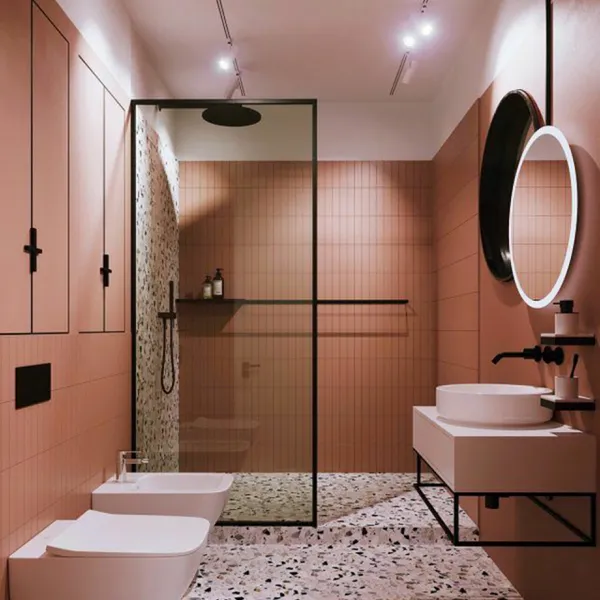 Gạch Mosaic Que Đũa Trang Trí màu hồng