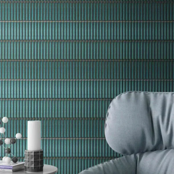 Gạch Mosaic Que Đũa Nhỏ Trang Trí màu xanh lá đậm men rạn