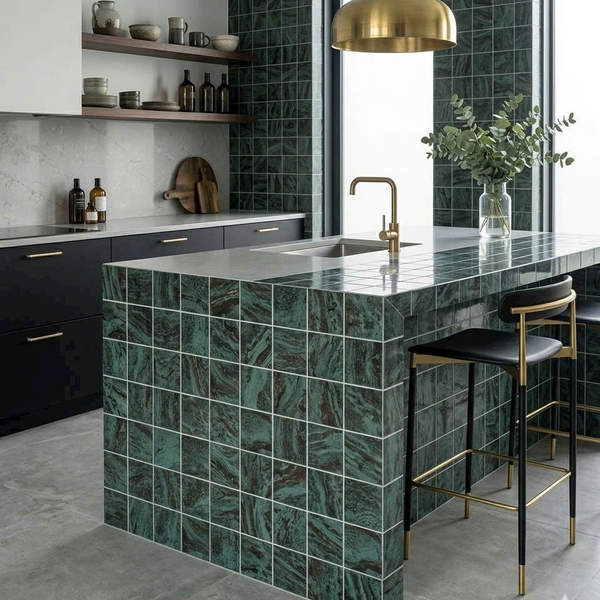 Gạch Mosaic 30x30 Ốp Dán Trang Trí xanh rêu 97M02