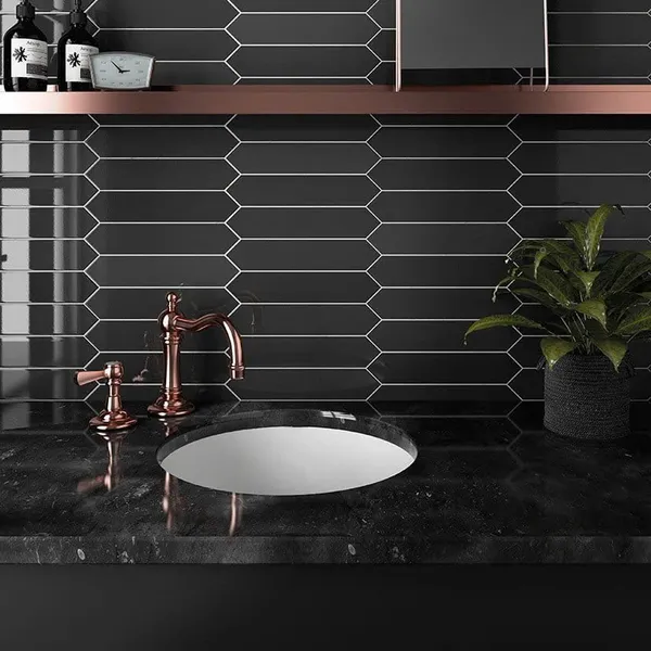 Gạch Thẻ 7.5x30 Hình Mũi Tên Giá Rẻ ốp lát trang trí màu đen