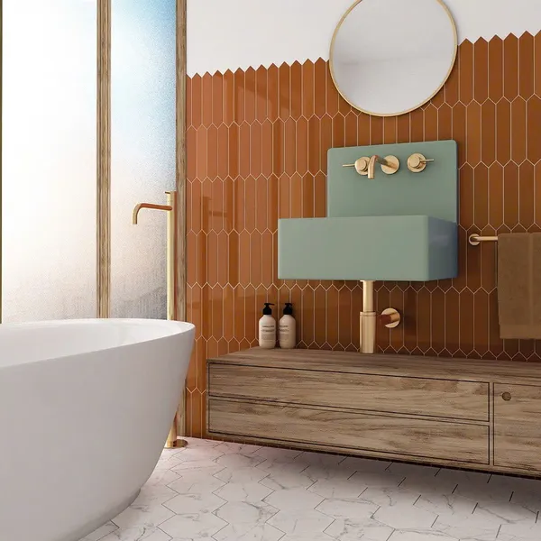 Gạch Thẻ 7.5x30 Hình Mũi Tên Giá Rẻ ốp lát trang trí màu đỏ