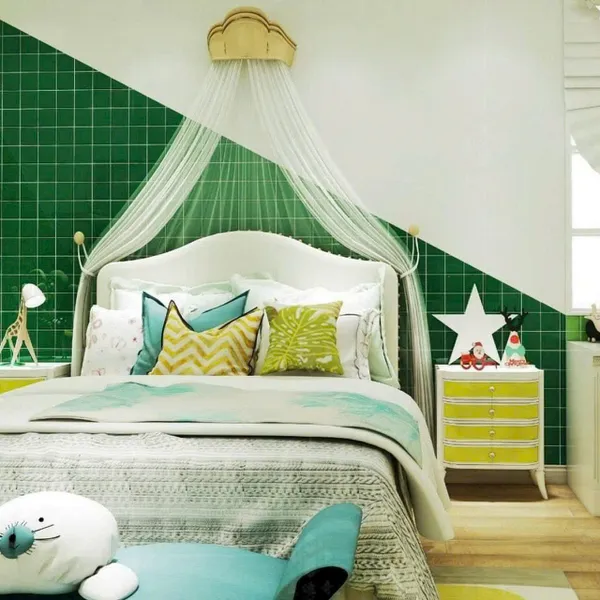 Gạch Thẻ 10x10 Giá Rẻ ốp lát trang trí màu xanh lá cây