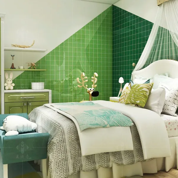 Gạch Thẻ 10x10 Giá Rẻ ốp lát trang trí màu xanh lá cây
