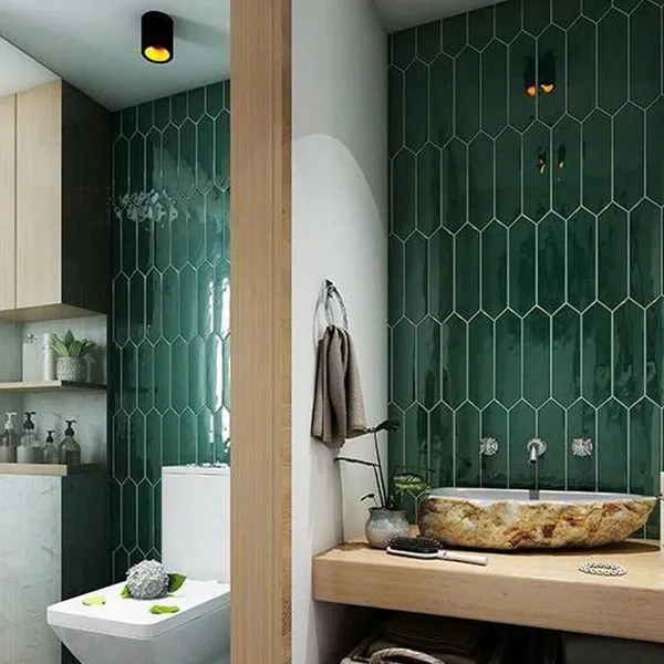 Gạch Thẻ 7.5x30 Hình Mũi Tên Giá Rẻ ốp lát trang trí màu xanh lá cây