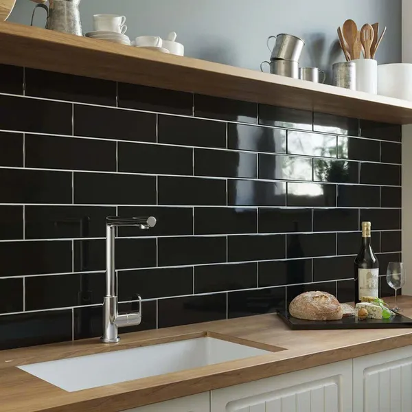 Gạch Thẻ 7.5x30 Ốp Lát Trang Trí màu đen P75307