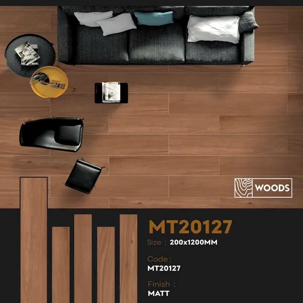 Gạch Đá Mờ Vân Gỗ - Gạch Giả Gỗ 20x120 Ốp Lát nâu đất MT20127