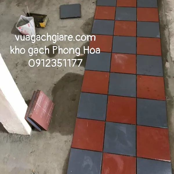 Gạch lát Cotto Gốm Mỹ 40x40 Tráng Men màu ghi xám - màu xám đậm
