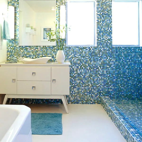 Gạch Mosaic Thuỷ Tinh Giá Rẻ xanh coban