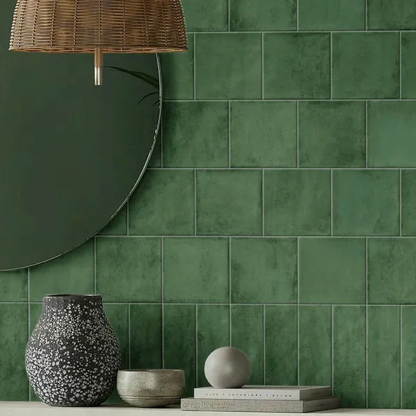 Gạch Thẻ 15x15 Giá Rẻ ốp lát trang trí màu xanh rêu 1506G