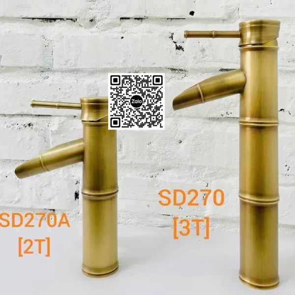 Vòi Lavabo Inox Bóng Giá Rẻ màu vàng SD270