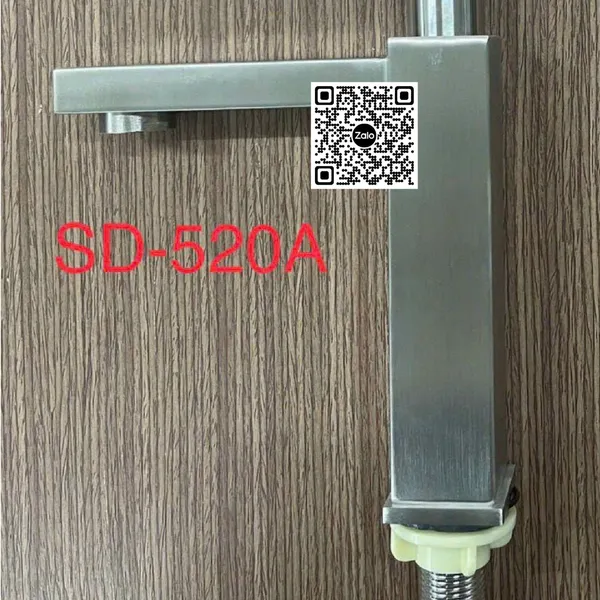 Vòi Lavabo Inox Giá Rẻ vuông màu bạc SD520A