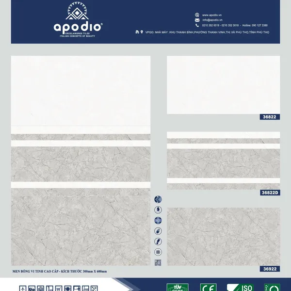 Gạch Đá Ốp Tường 30x60 Apodio vân đá 36822 - 36822D - 36922