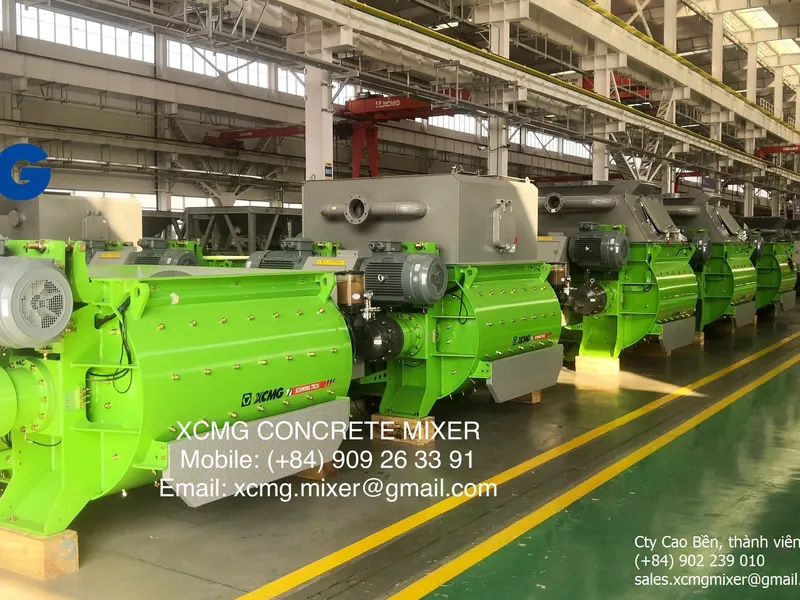 Bên trong nhà sản xuất cối trộn bê tông hai trục ngang của XCMG
