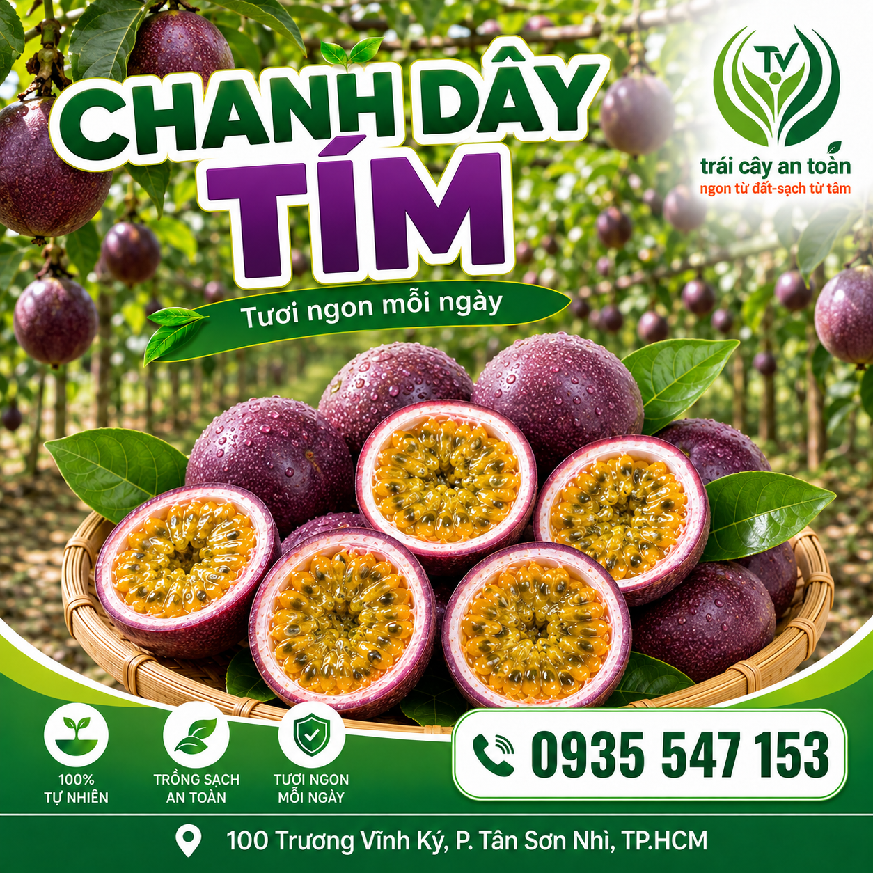 Chanh dây tím cắt đôi
