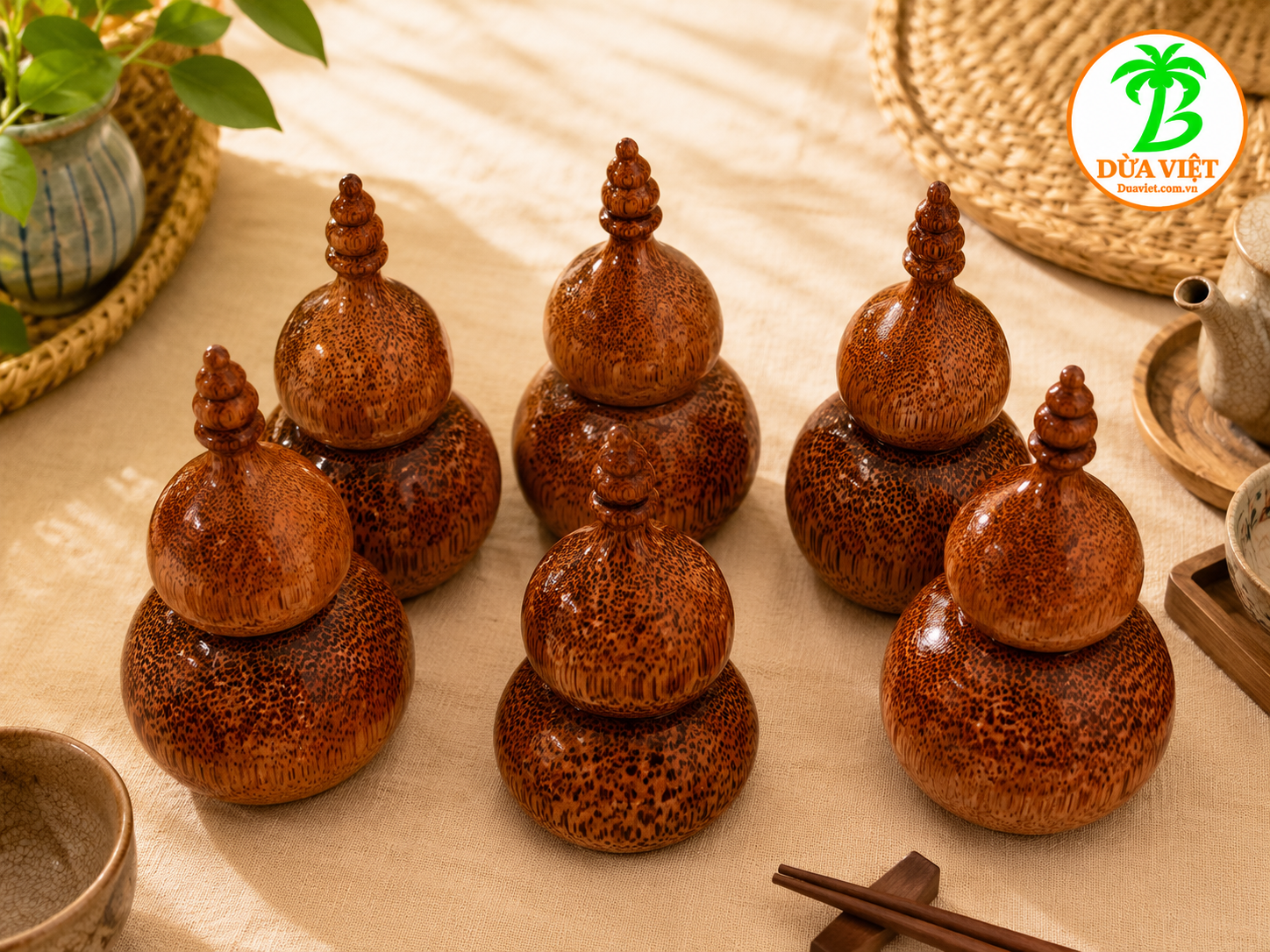 Hủ tâm hồ lô gỗ dừa