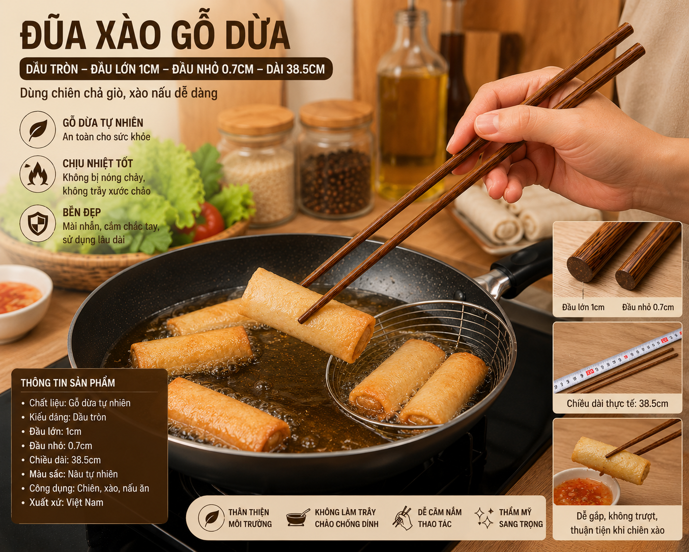 đũa xào gỗ dừa