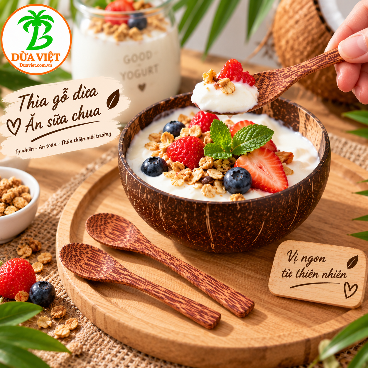 Thìa gỗ dừa 12cm