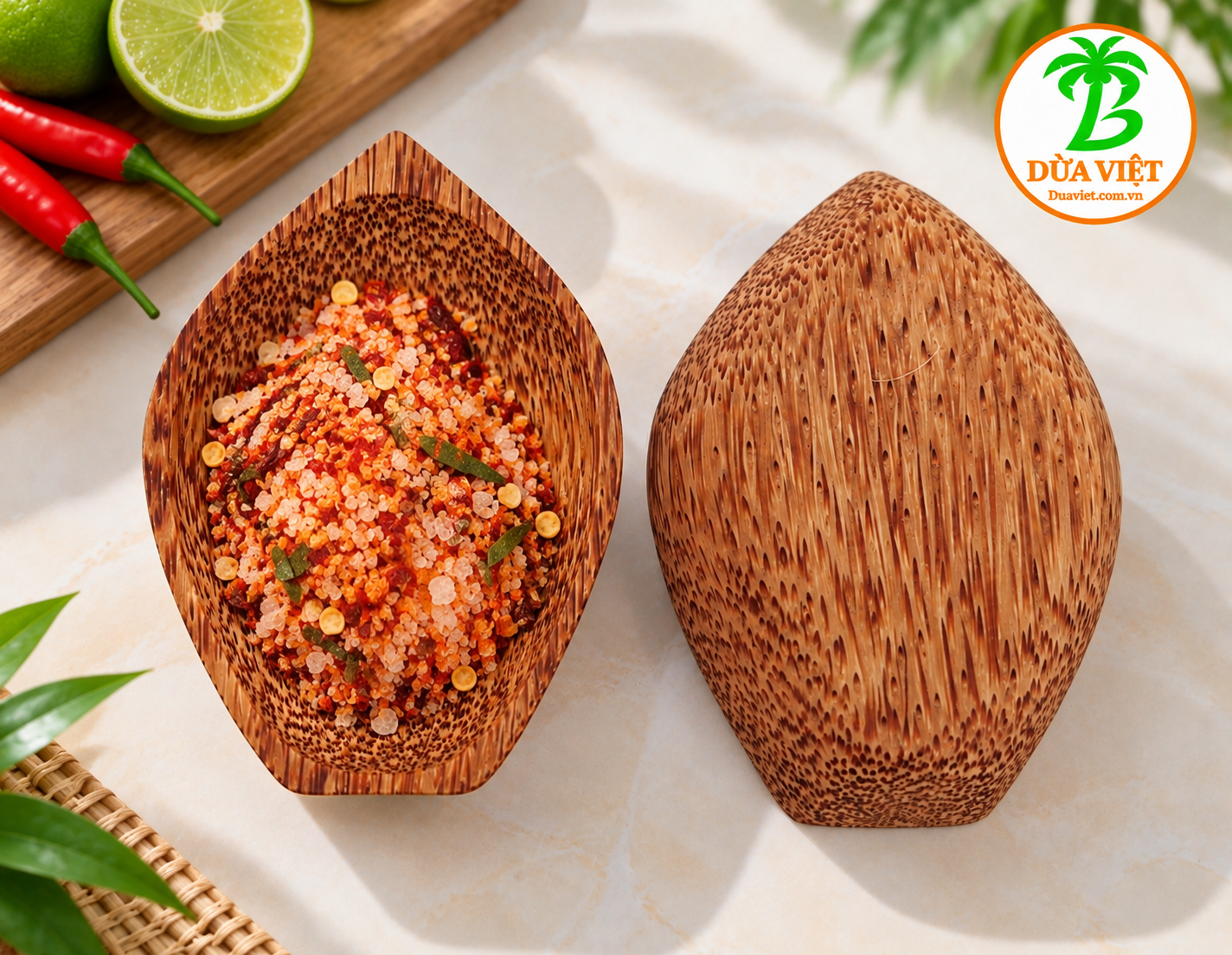 Dĩa gỗ dừa hình cánh hoa