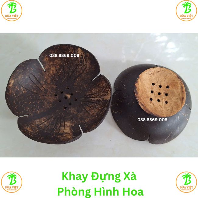 Dĩa gáo dừa hình hoa đựng xà phòng Dĩa gáo dừa hình hoa đựng xà phòng
