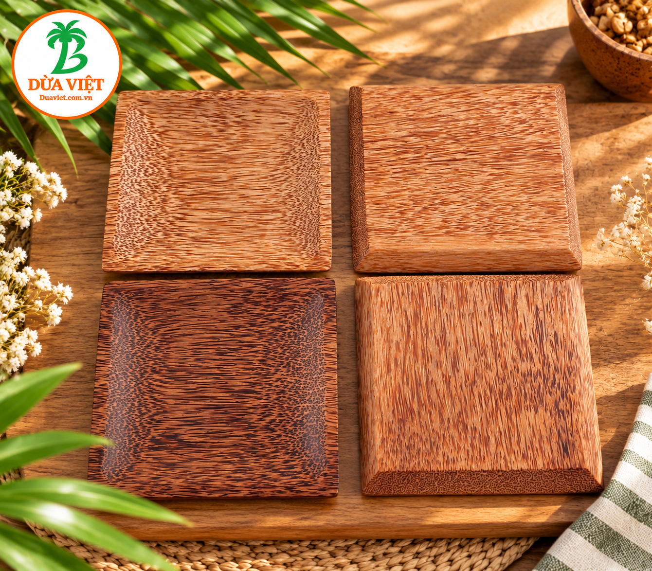 Dĩa vuông gỗ dừa