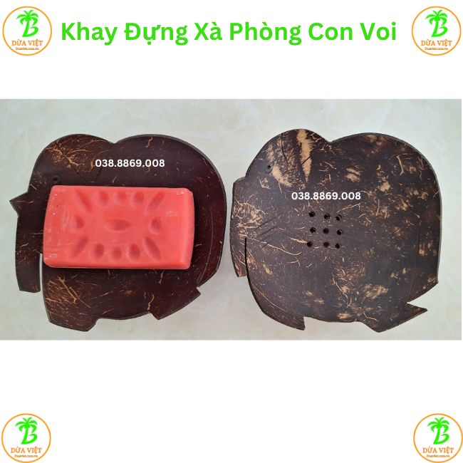 Khay đựng xà phòng hình con voi gáo dừa Khay đựng xà phòng hình con voi gáo dừa -1
