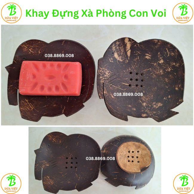 Khay đựng xà phòng hình con voi gáo dừa Khay đựng xà phòng hình con voi gáo dừa