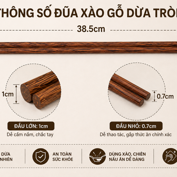 Đũa xào gỗ dừa