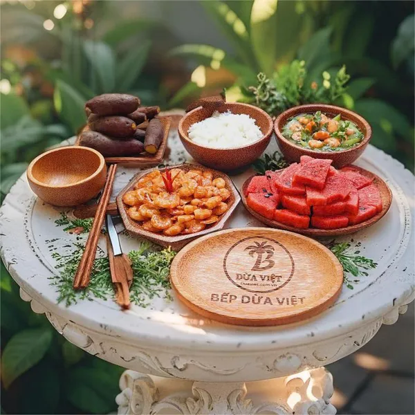 Dĩa chữ nhật gỗ dừa