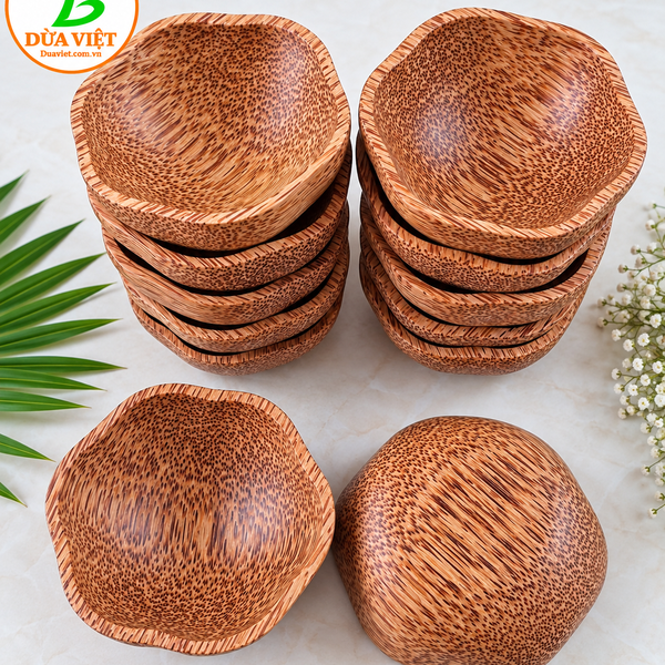 Chén gỗ dừa đựng gia vị hình hoa