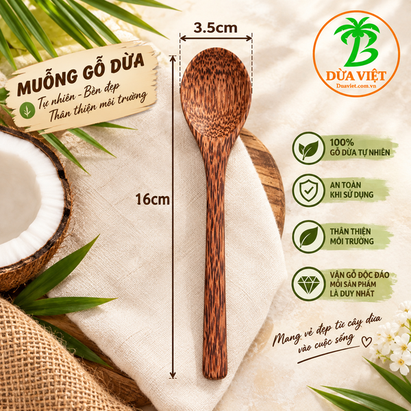 Thìa gỗ dừa 16cm