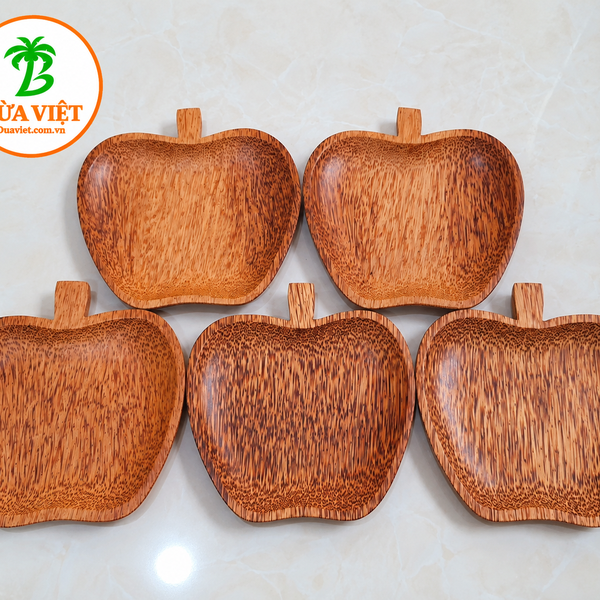 Dĩa gỗ dừa hình quả táo