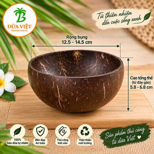 Bát gáo dừa mài bóng 12.5-cm-14.5cm