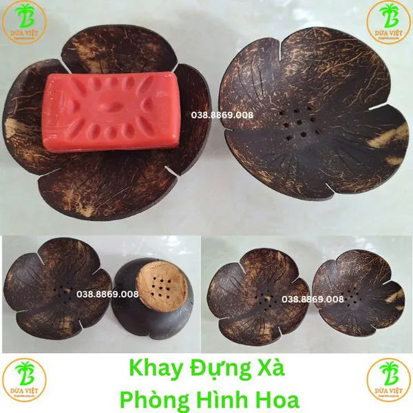 Khay đựng xà phòng hình hoa gáo dừa