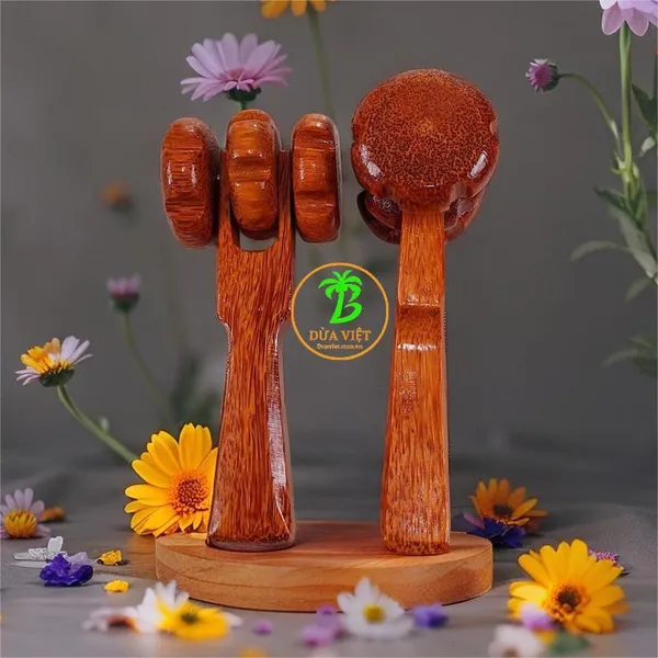 Lăn Massage 3 Bánh Gỗ Dừa