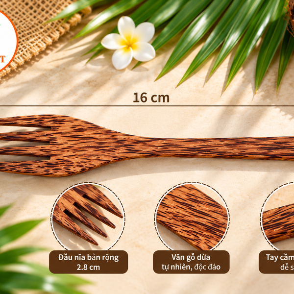 Nĩa gỗ dừa 16cm