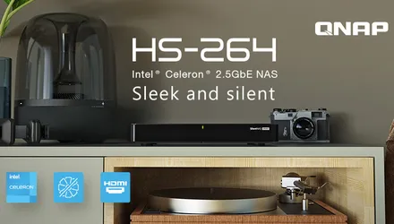 QNAP cung cấp HS-264 Silent NAS với Bộ xử lý lõi tứ Intel®, Dual 2.5GbE và Dual 4K HDMI