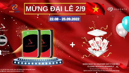 Chương trình “MỪNG ĐẠI LỄ 2/9”  CHƯƠNG TRÌNH MUA HDD SEAGATE IRONWOLF NHẬN NGAY VOUCHER GOT IT TRỊ GIÁ LÊN ĐẾN 500.000 VND