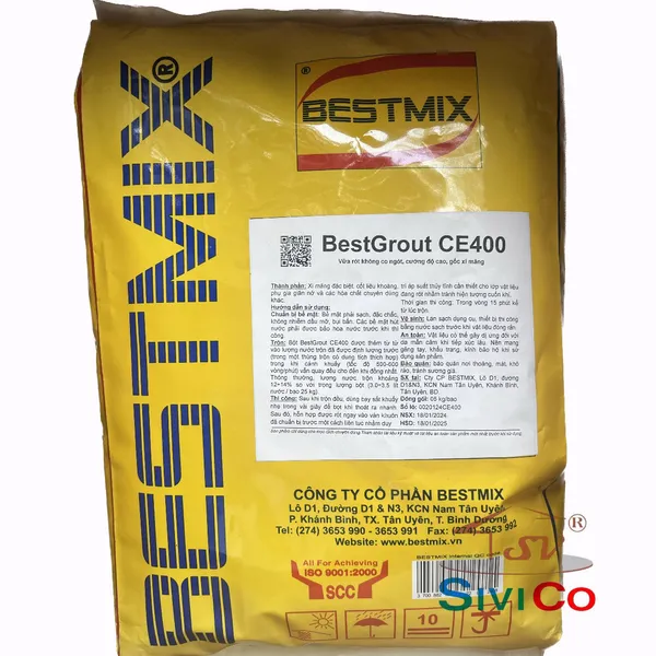 VỮA RÓT KHÔNG CO NGÓT BESTGROUT CE400 Bao 05kg