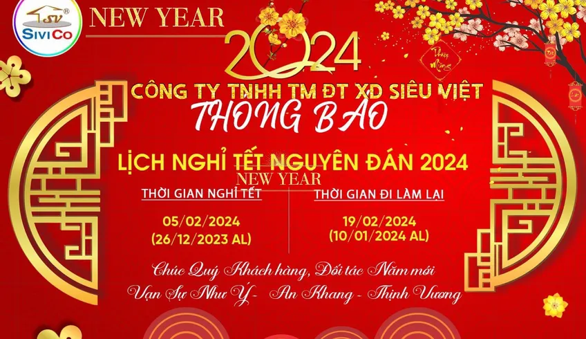 THÔNG BÁO LỊCH NGHỈ TẾT NGUYÊN ĐÁN 2024