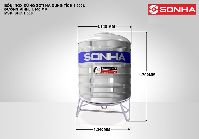 Giá Ưu đãi nhất Tại đây Bồn inox Sơn Hà 1500 lít Đứng  Giá Ưu đãi nhất Tại đây Bồn inox Sơn Hà 1500 lít Đứng
