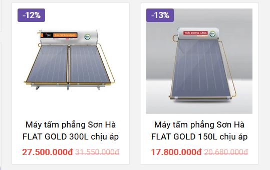 Bảng giá Máy nước nóng mặt trời Sơn Hà dạng tấm Flat GOLD Bảng giá Máy nước nóng mặt trời Sơn Hà dạng tấm Flat GOLD